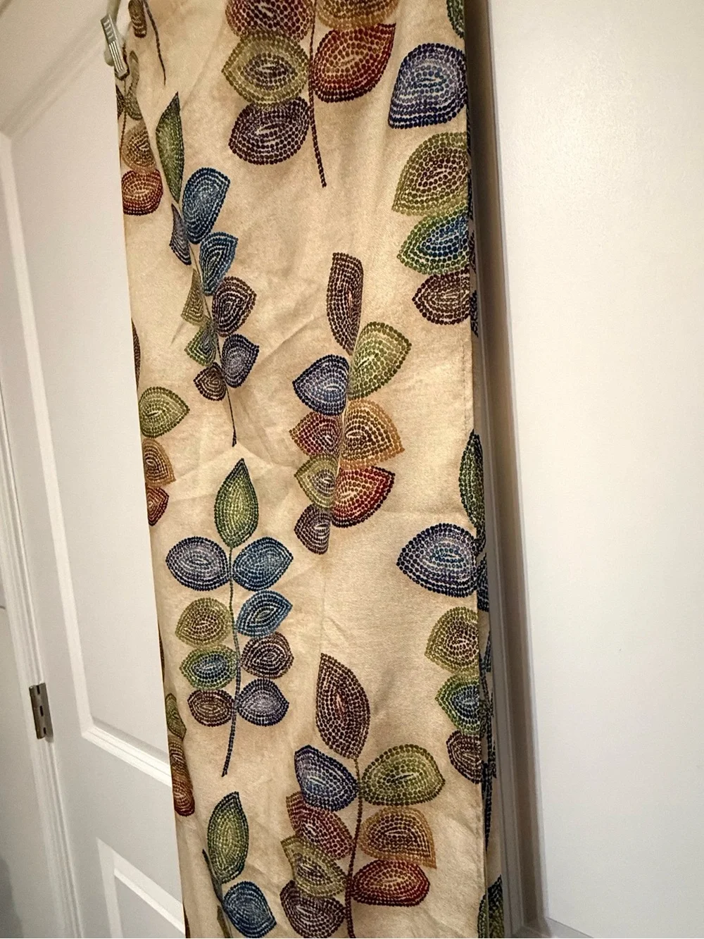 Croscill Beige Shower Curtain with Multicolor Leaf Print NWOT